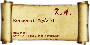 Korponai Agád névjegykártya